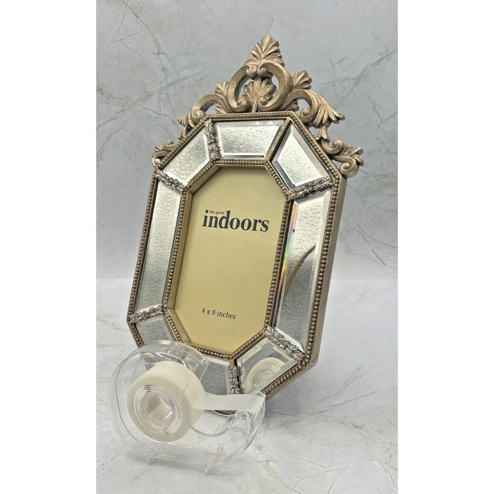 The‎ Great Indoors Beveled Mirrored 4x6 Picture Frame Octaganal Vintage Inspired
